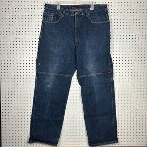 Phat Farm Y2K Double Knee Jeans 38x32 Grunge Blue Hip Hop Streetwear Skate Baggy